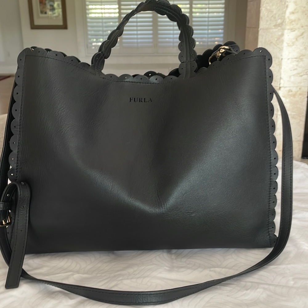 Furla leather tote with shoulder strap